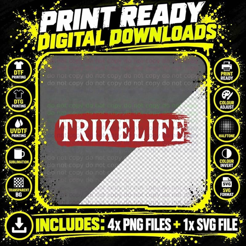Trikelife Three-Wheeled Motorcycle Motorbike Triker Png SVG Digital Bundle