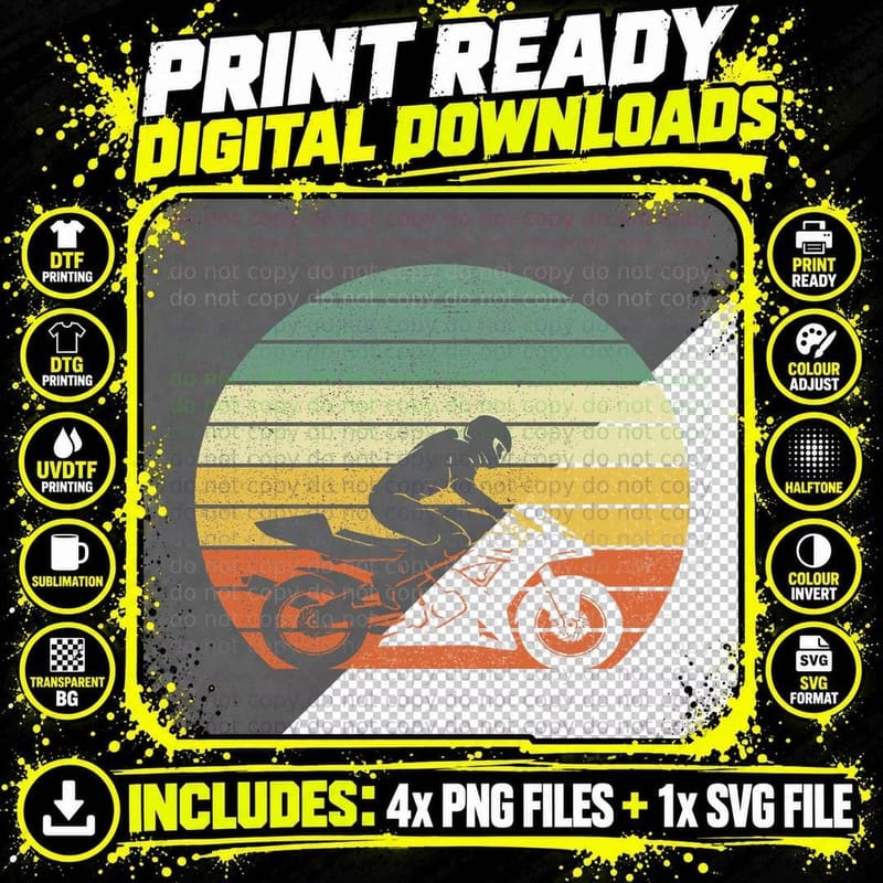 Vintage Biker Motorcycle Retro Shirt, Road Trip Png SVG Digital Bundle