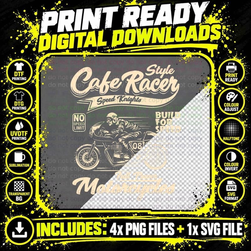 Vintage Motorcycle T Biker T Cafe Racer T-Shirt Png SVG Digital Bundle