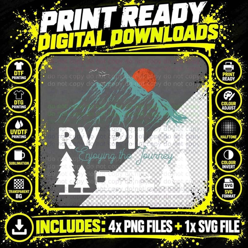 RV Pilot Enjoying the Journey T-Shirt Png SVG Digital Bundle