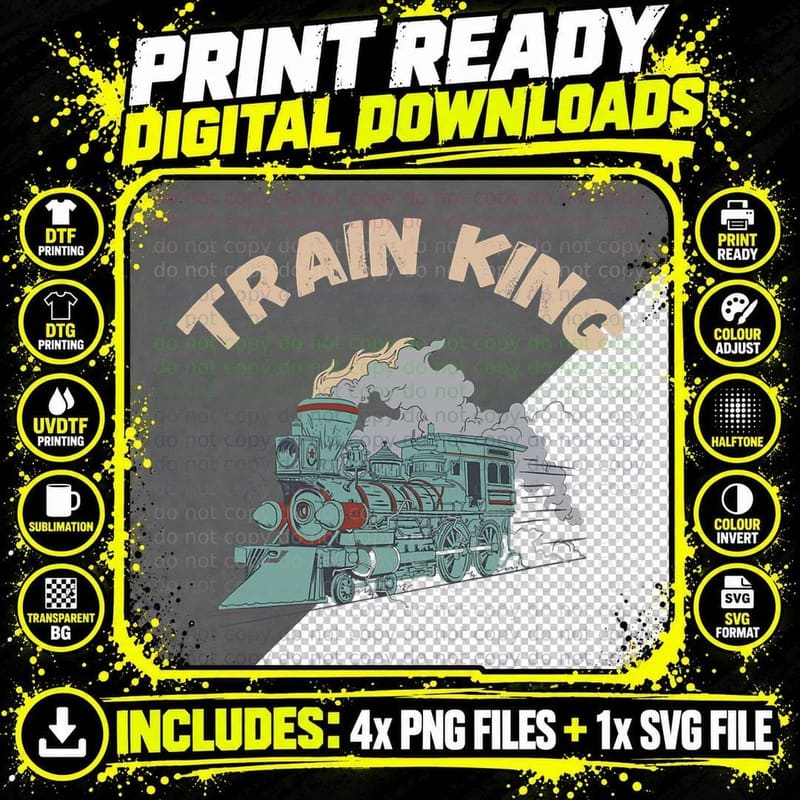 Railroad Train King Locomotive Engineer Railroad Lover Png SVG Digital Bundle