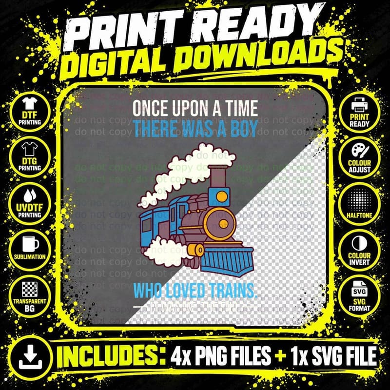 There Was a Boy Who Loved Trains Wagon Lover Locomotive Png SVG Digital Bundle