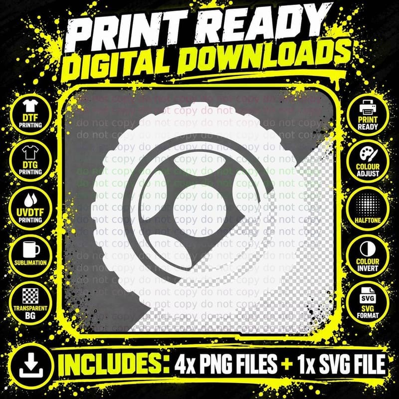 Off-Road Tire Silhouette Tire Tracks T-Shirt Png SVG Digital Bundle