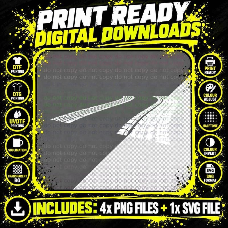 Tire Tracks on Asphalt Road Tire Tracks T-Shirt Png SVG Digital Bundle
