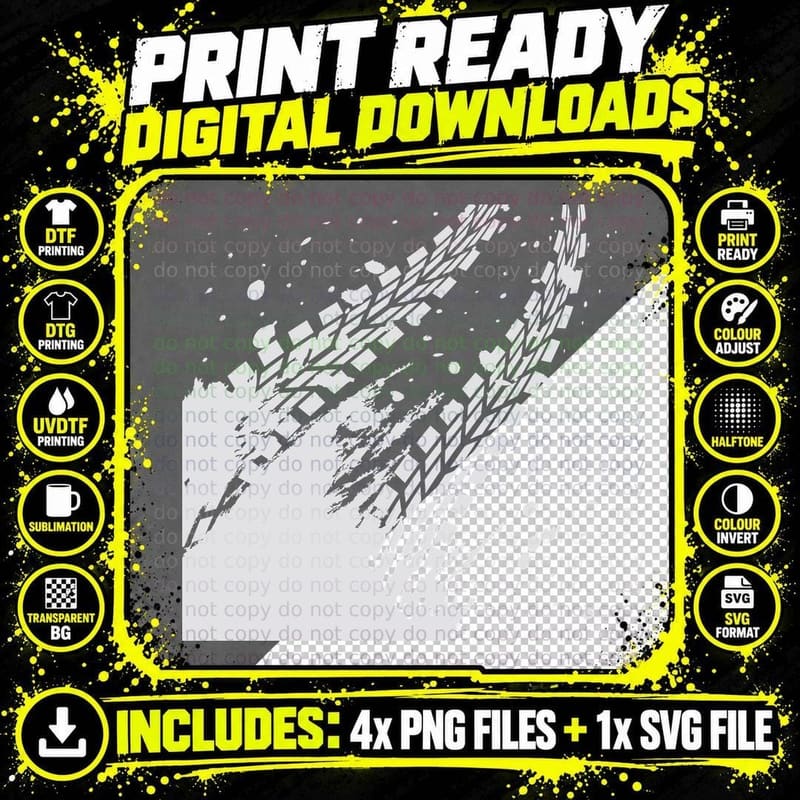 Tire Tracks on Asphalt Tire Tracks T-Shirt Png SVG Digital Bundle