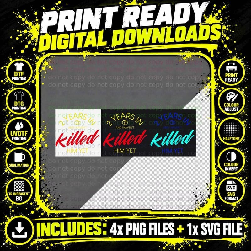 02 [Dark-Colourful] 2nd Wedding Anniversary Gifts for Png SVG Digital Bundle