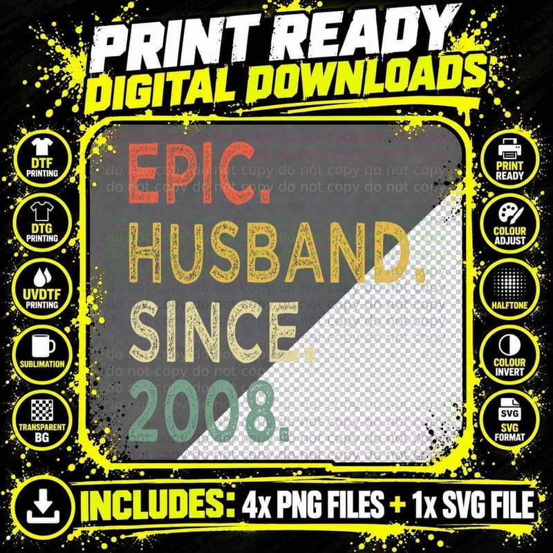 16th Year Wedding Anniversary Best Epic Husband Since Png SVG Digital Bundle