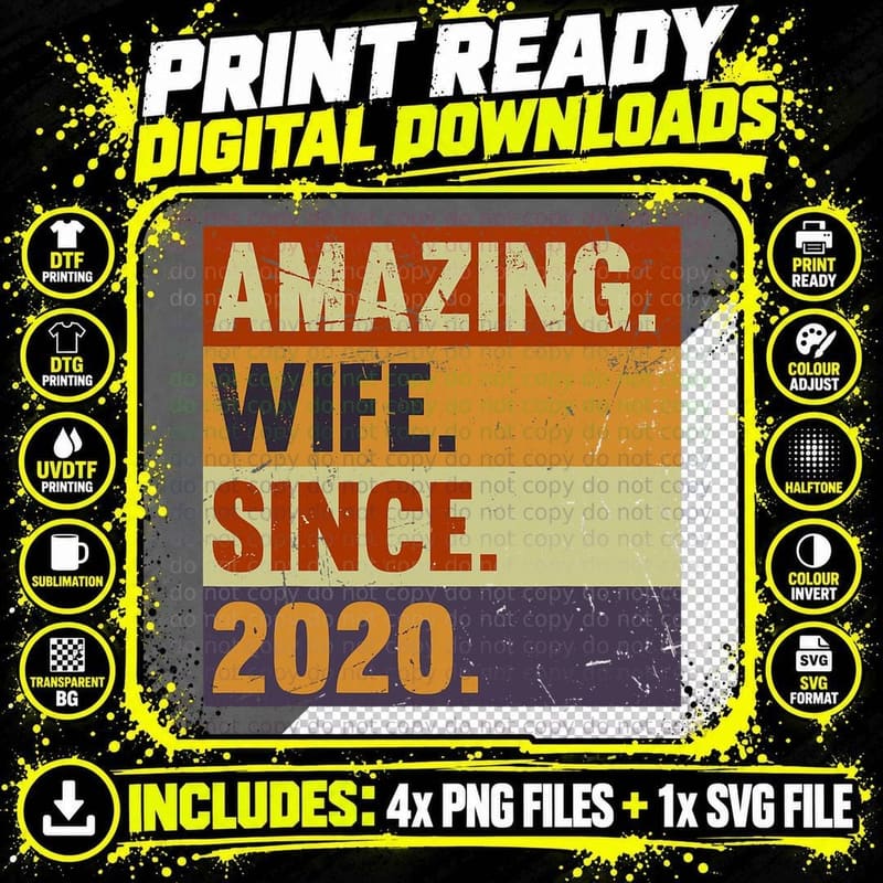 3rd Wedding Anniversary for Her - Amazing Wife Since Png SVG Digital Bundle