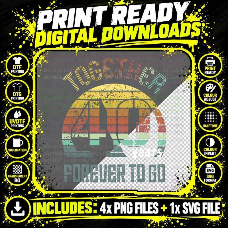 40th Years Wedding Anniversary Gifts for Couples Png SVG Digital Bundle
