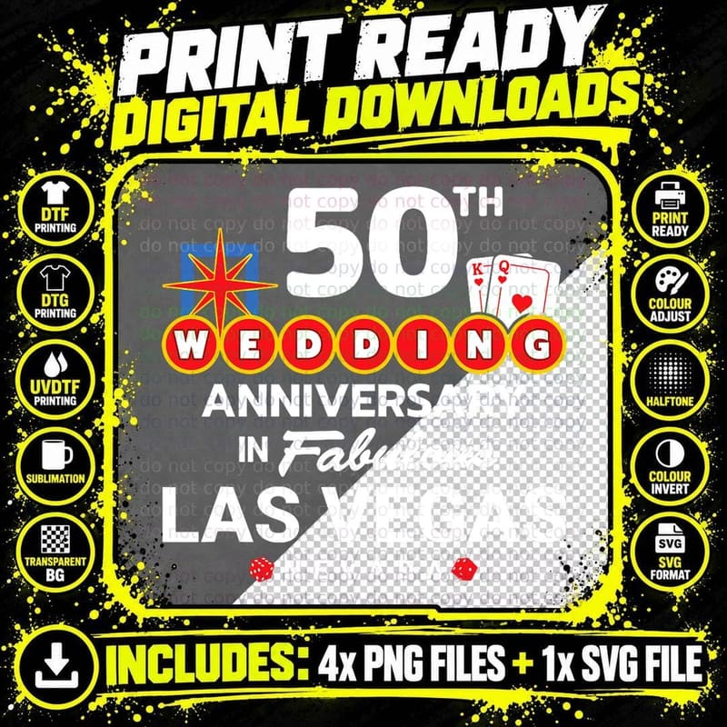 50th Wedding Anniversary - Vegas Couple - Vegas Png SVG Digital Bundle