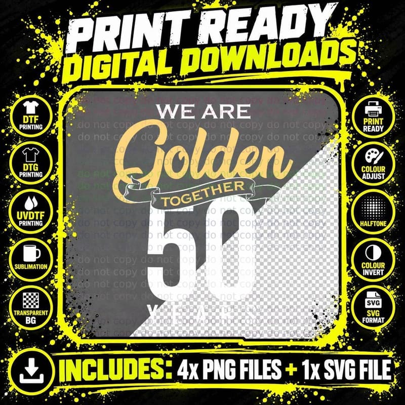 50th Wedding Anniversary Art for Men Women 50th Png SVG Digital Bundle