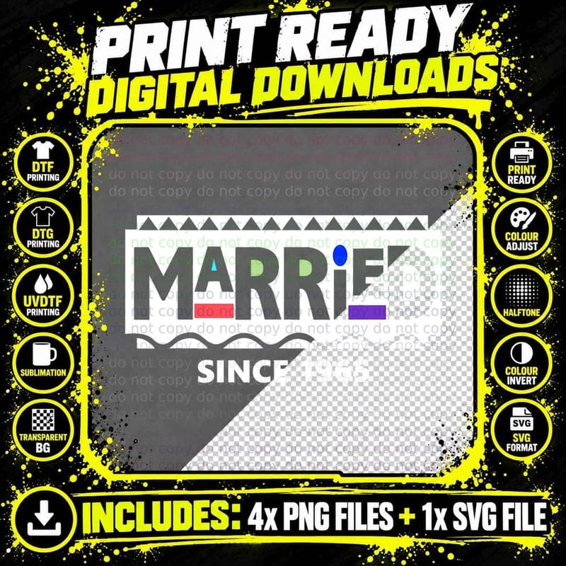 58 Years of Married Since 1965 Couple Wedding Png SVG Digital Bundle