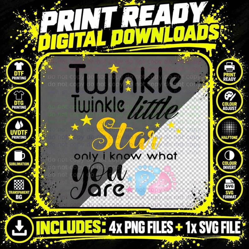 A Great Twinkle Little Star Gender Reveal Party Baby Png SVG Digital Bundle