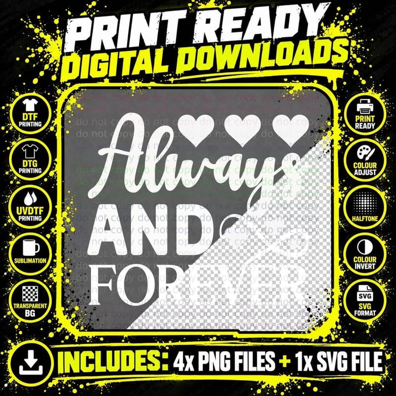 Always and Forever Wedding T-Shirt Png SVG Digital Bundle