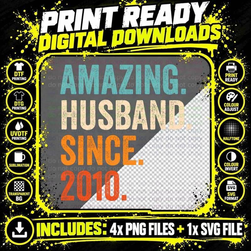Amazing Husband Since 2010 14th Wedding Anniversary 14 Png SVG Digital Bundle