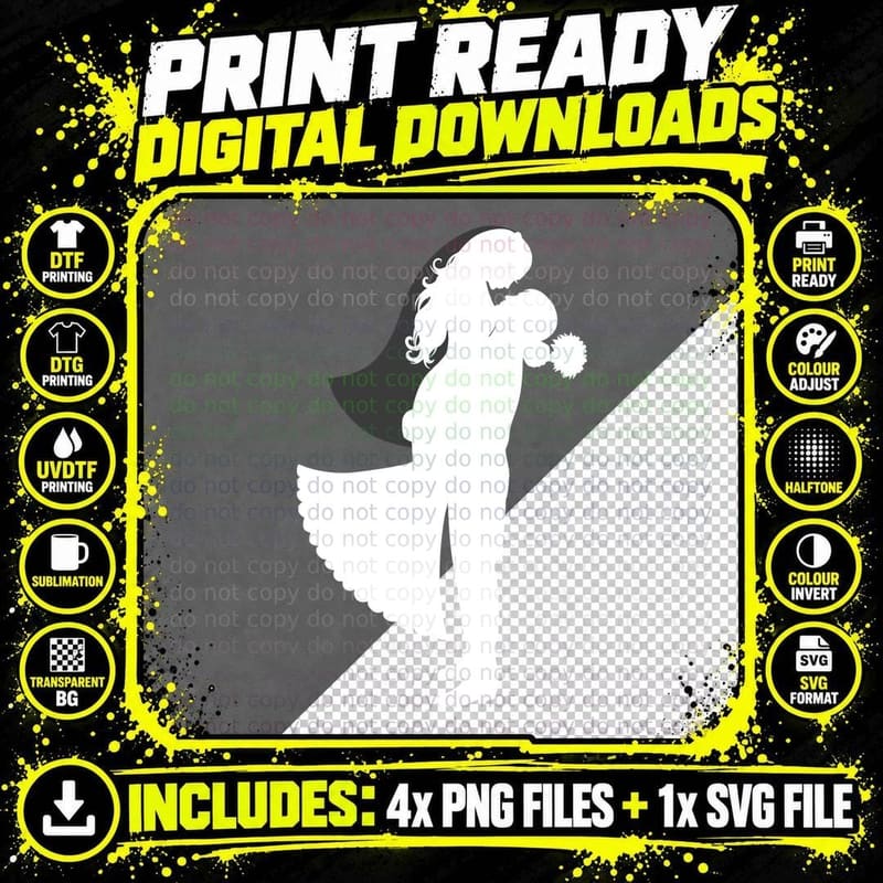 Angelic Couple Silhouette Wedding T-Shirt Png SVG Digital Bundle