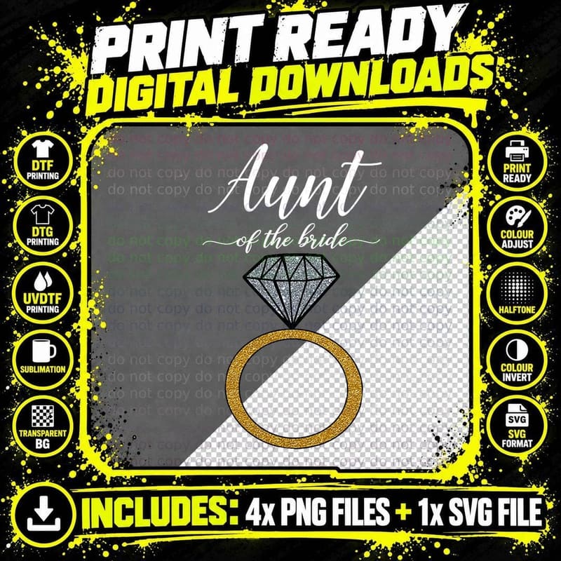 Aunt of the Bride T-Shirt Png SVG Digital Bundle