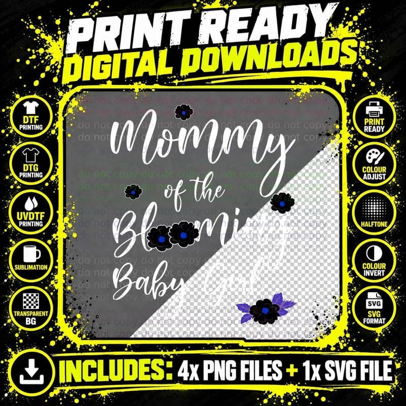 Baby in Bloom Baby Shower Theme Mommy Blooming Baby Girl Png SVG Digital Bundle