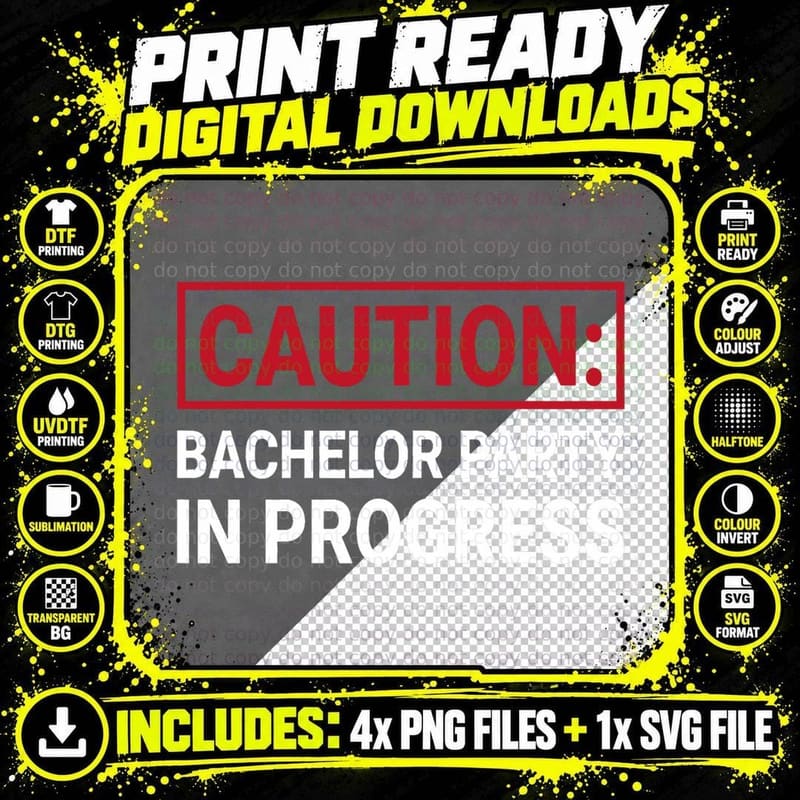 Bachelor Party in Progress - Stag Groomsmen Getaway Png SVG Digital Bundle