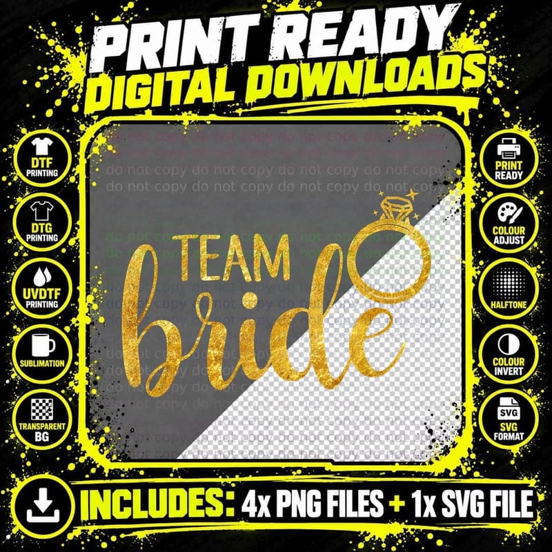 Bachelorette Party Matching, Team Bride T-Shirt Png SVG Digital Bundle