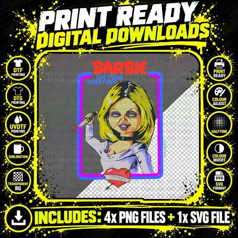 Barbie Eat Your Heart Out Bride of Chucky T-Shirt Png SVG Digital Bundle