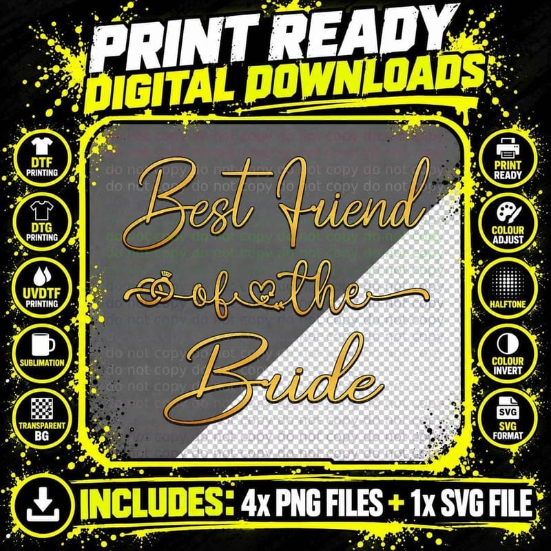 Best Friend of the Bride Bridal Wedding Shower Ideas Png SVG Digital Bundle