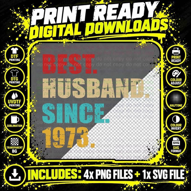 Best Husband Since 1973 for 50th Golden Wedding Png SVG Digital Bundle