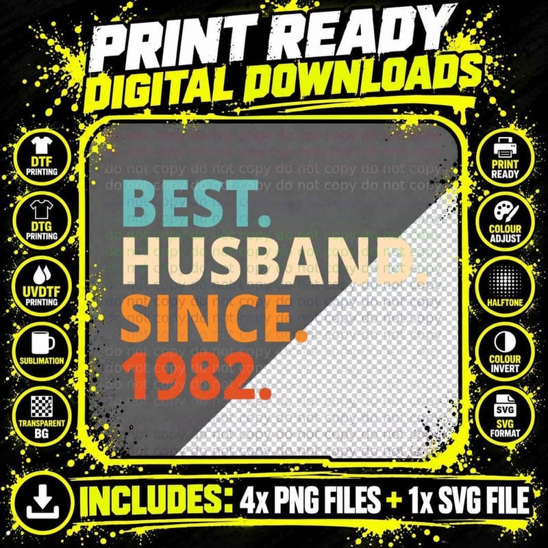 Best Husband Since 1982 40th Wedding Anniversary T-Shirt Png SVG Digital Bundle