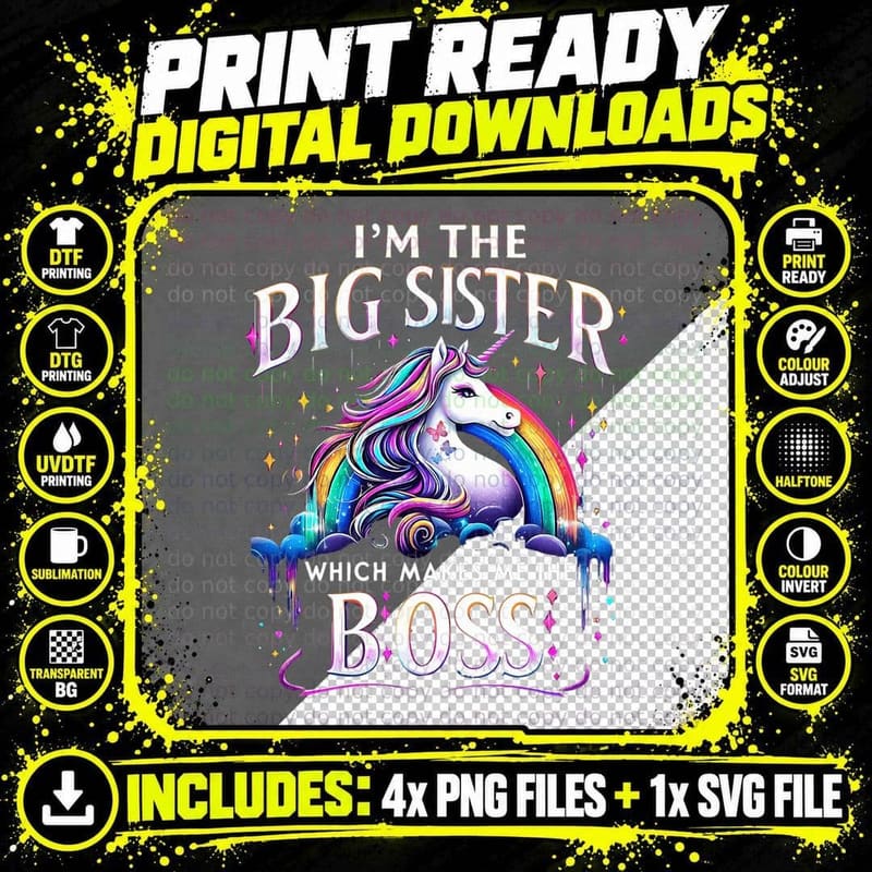 Best Sibling Baby Shower I'm the Big Sister Which Makes Png SVG Digital Bundle
