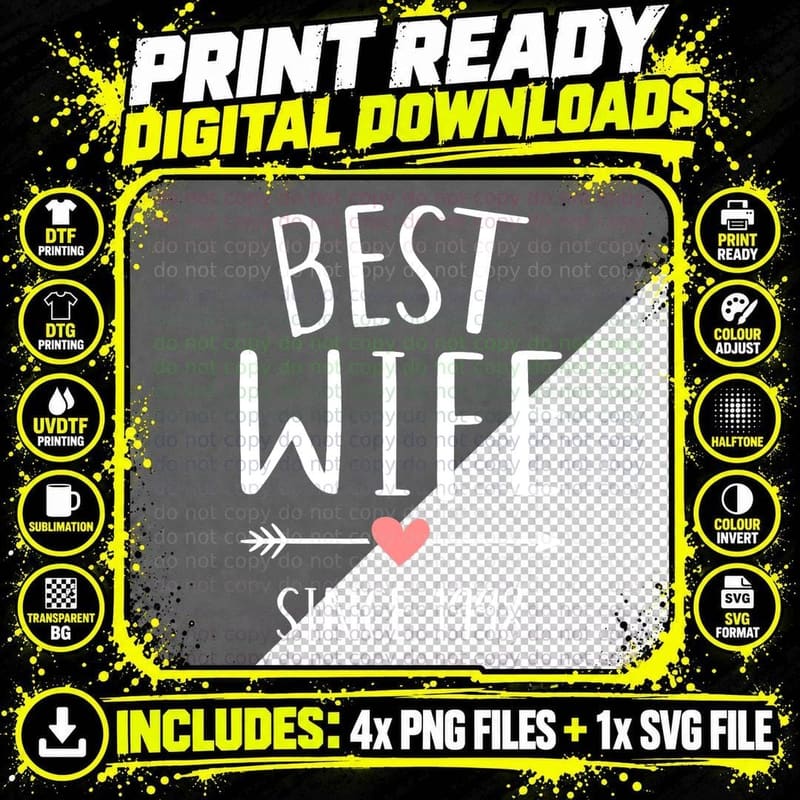 Best Wife Since 1998 for 25th Silver Wedding Anniversary Png SVG Digital Bundle