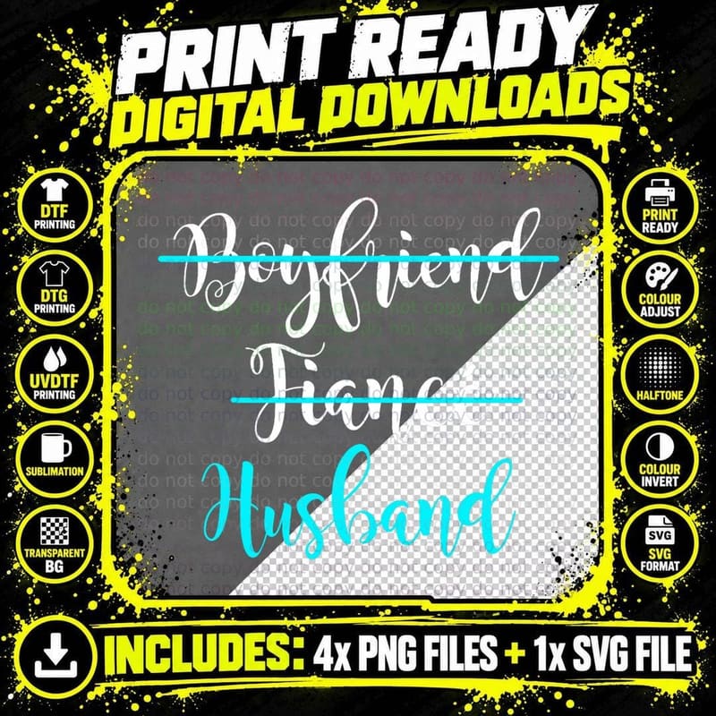 Boyfriend, Fiance, Husband Shirt Groom Wedding Gift Png SVG Digital Bundle