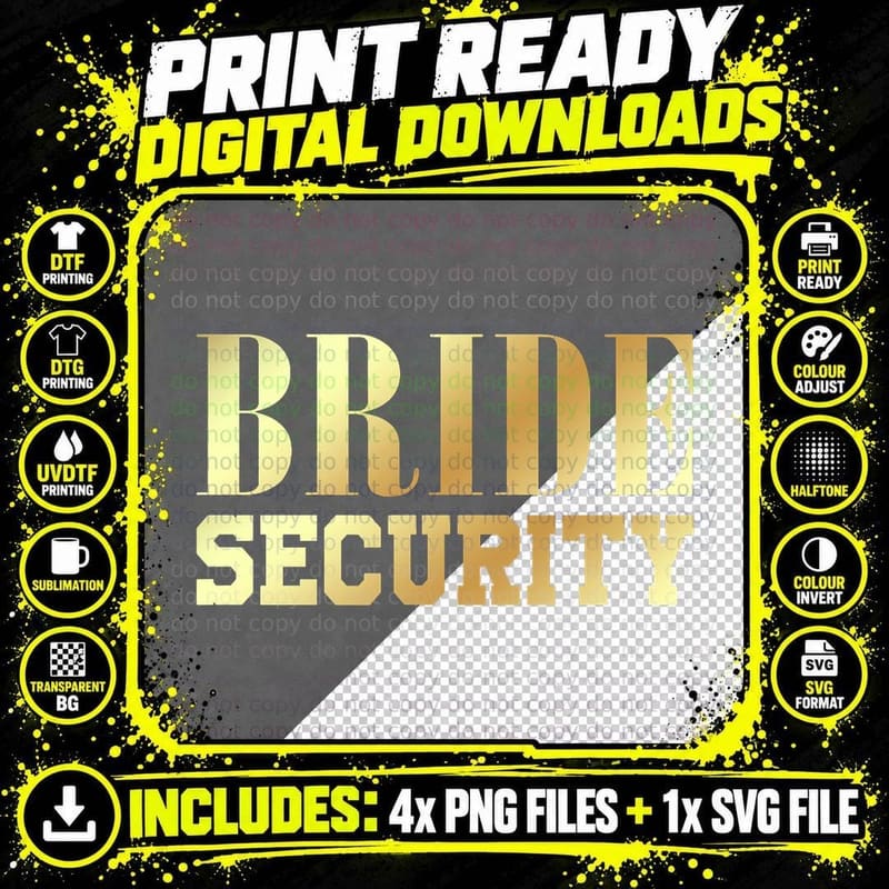 Bride Security Tshirt Bridesmaid Party Bachelorette Png SVG Digital Bundle