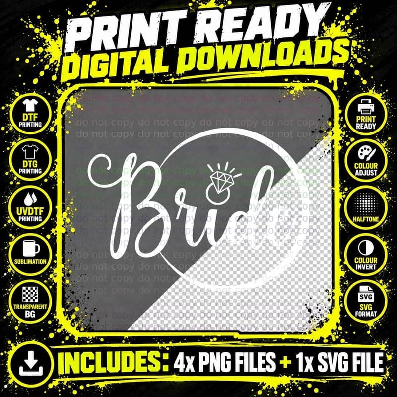 Bride Wedding T-Shirt, Elegant Bridal Ring Graphic Tee Png SVG Digital Bundle