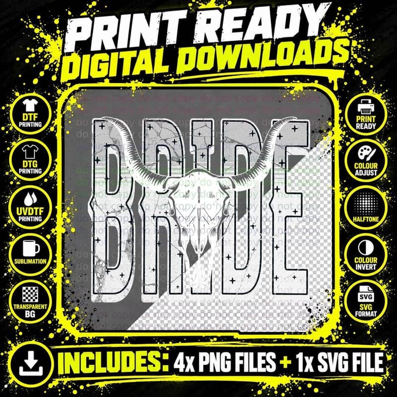 Bride Western Country Cowgirl Nashville Bachelorette Png SVG Digital Bundle