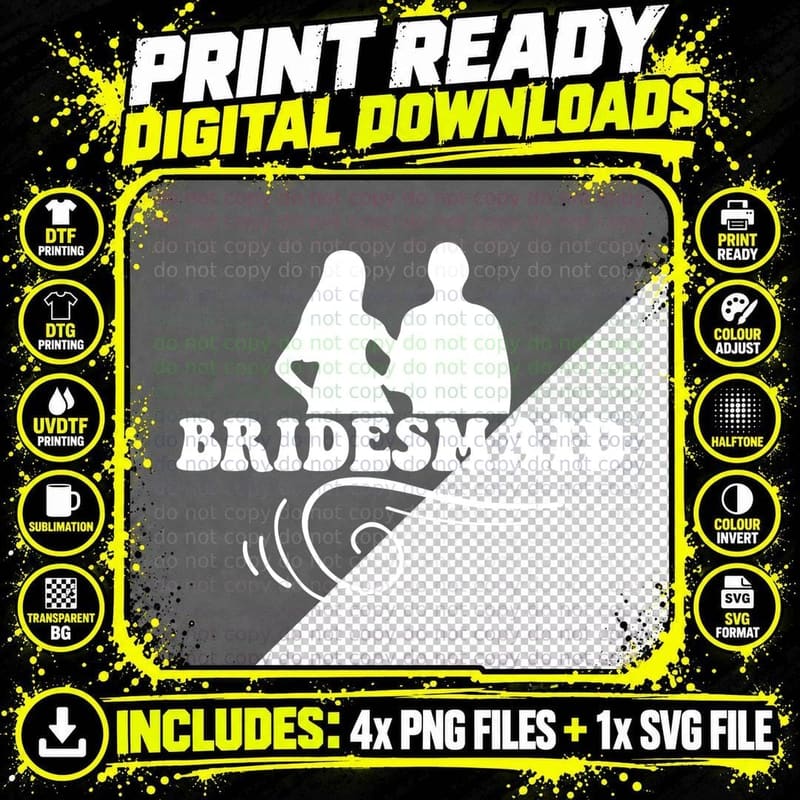 Bridesmaid Wedding T-Shirt, Silhouette Couple Holding Png SVG Digital Bundle