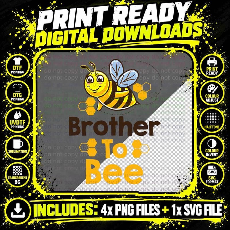 Brother to Bee Gender Reveal, Baby Shower Gift Png SVG Digital Bundle