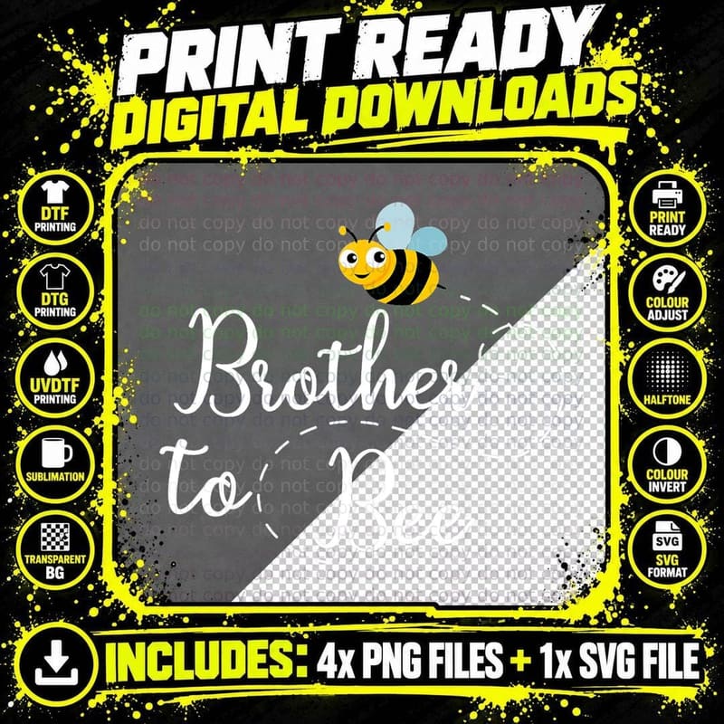 Brother to Bee, Boys Cute Pregnancy Announcement for Png SVG Digital Bundle