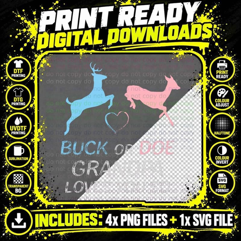 Buck or Doe Baby Gender Reveal Grandpa, Unisex, Men's Png SVG Digital Bundle