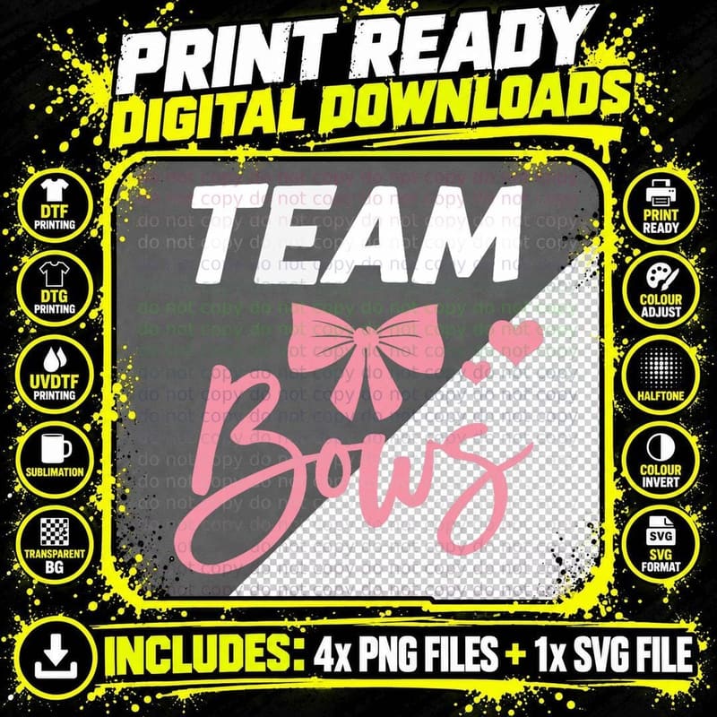 Burnouts or Bows Team Boy Team Girl Gender Reveal Png SVG Digital Bundle
