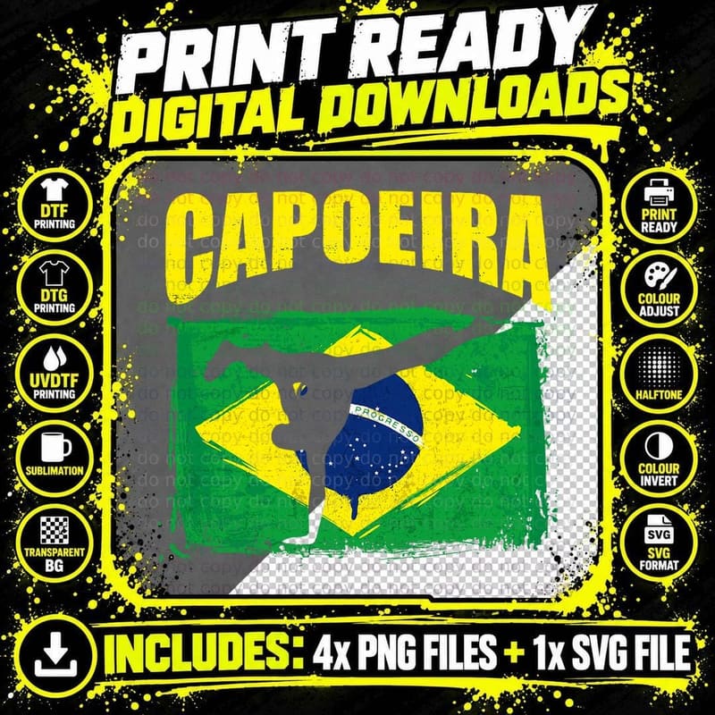 Capoeira Brazilian Flag Brazil Bride Martial Art Dance Png SVG Digital Bundle