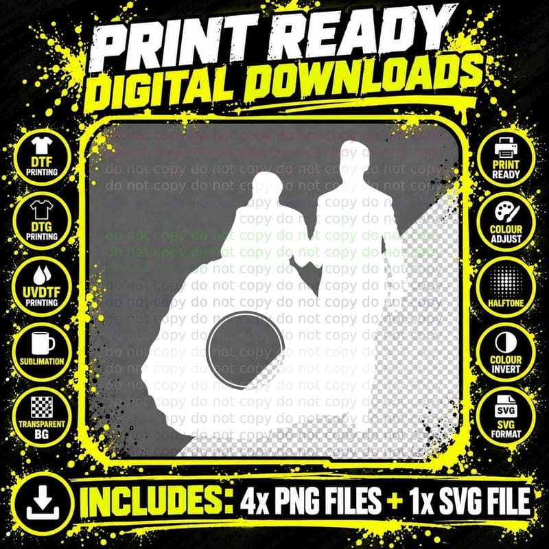 Couple in Wheelchair Holding Hands Wedding T-Shirt Png SVG Digital Bundle