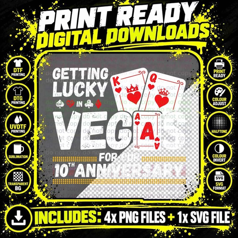 Couples Married 10 Years - Vegas 10th Wedding Png SVG Digital Bundle