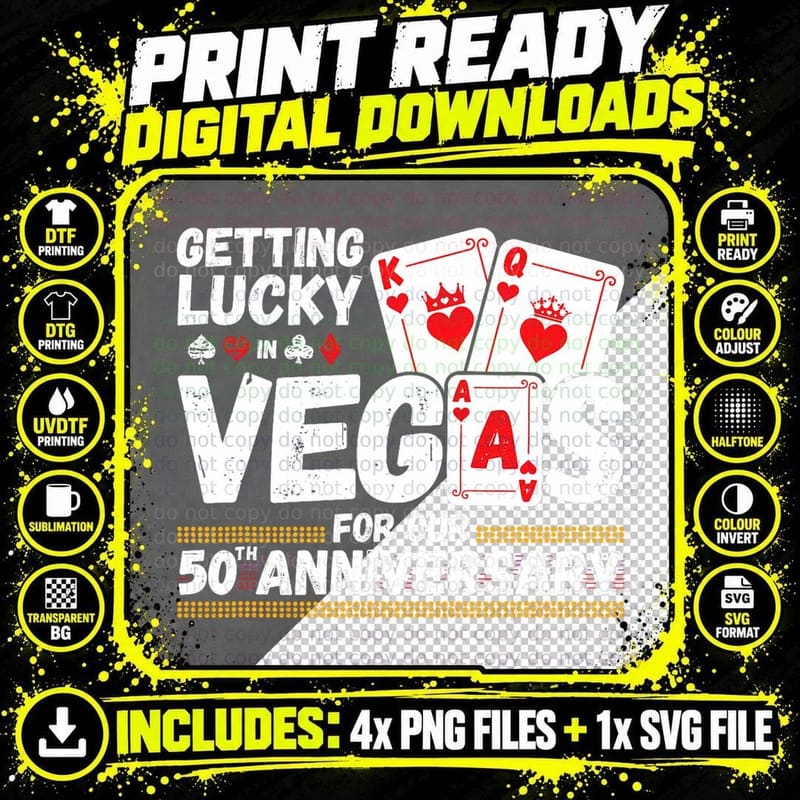 Couples Married 50 Years - Vegas 50th Wedding Png SVG Digital Bundle