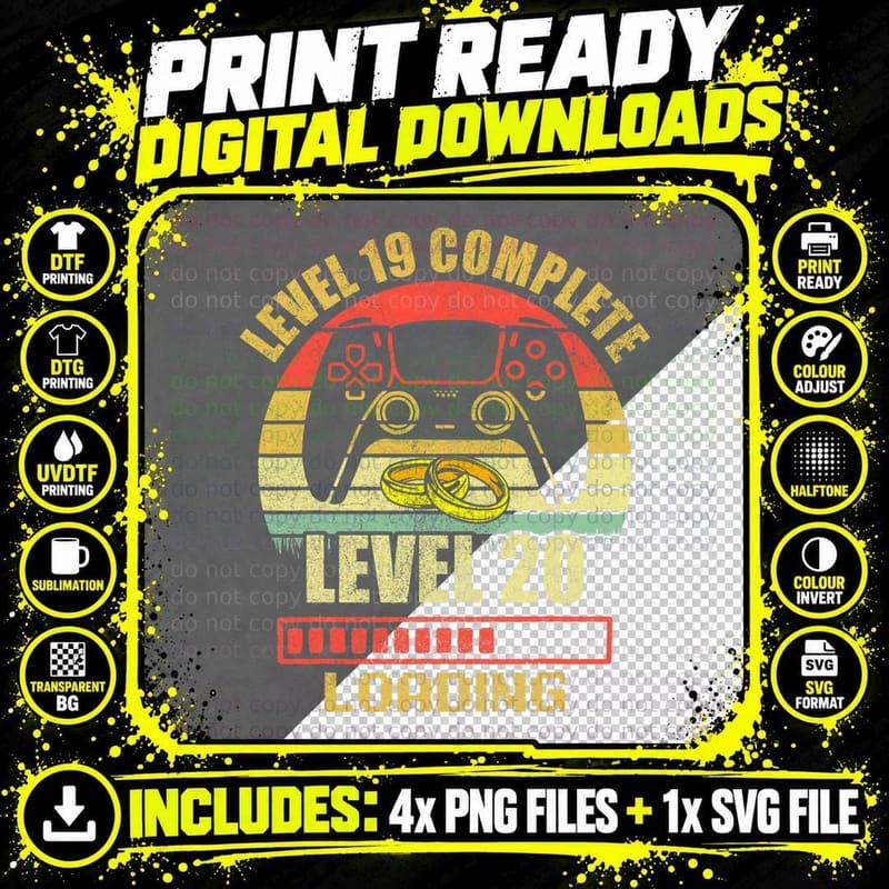 Couples Shirts for Him Level 19 Complete Wedding Png SVG Digital Bundle