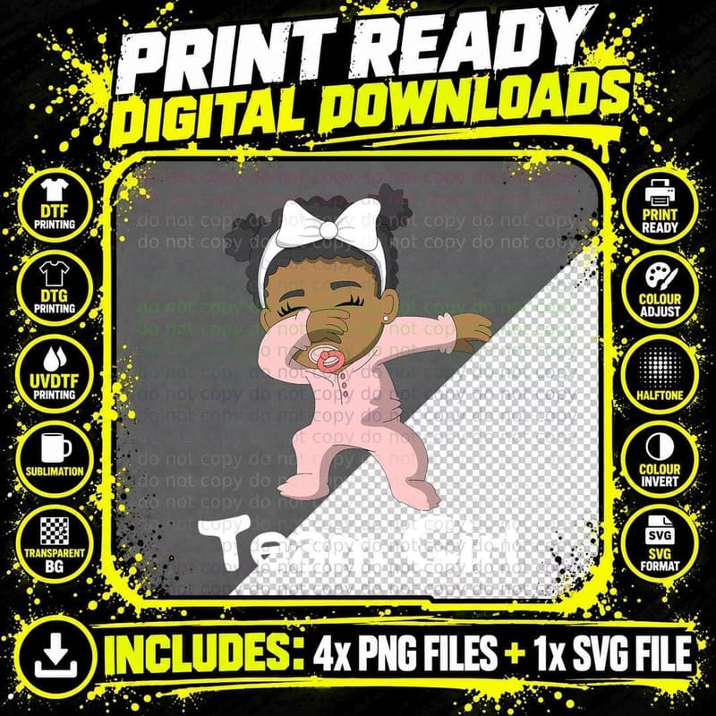 Dabbing Black Baby T-Shirt, Gender Reveal Party Png SVG Digital Bundle