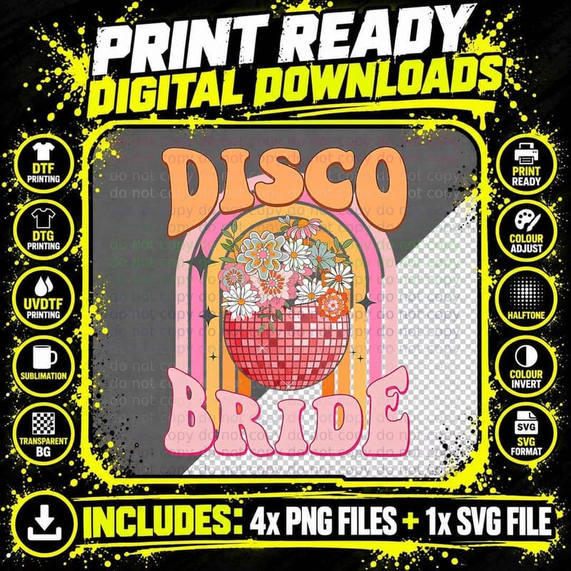 Disco Bachelorette Bride's Last Disco My Last Disco Png SVG Digital Bundle