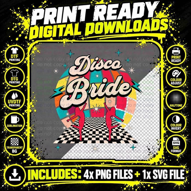 Disco Bachelorette Party Outfit Disco Bride Bridesmaid Png SVG Digital Bundle