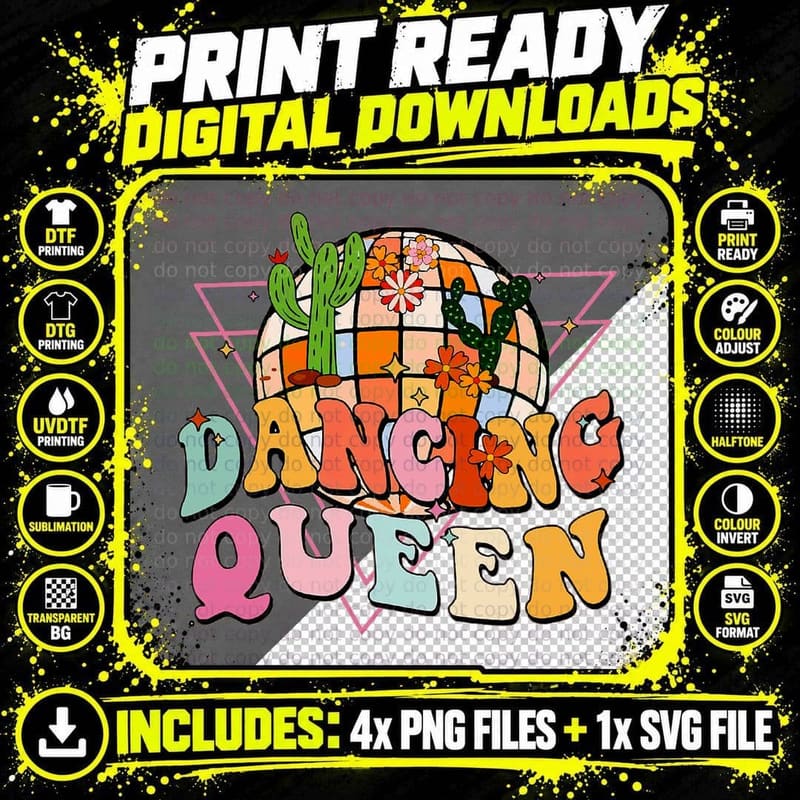 Disco Bride Dancing Queens Bachelorette Party Matching Png SVG Digital Bundle