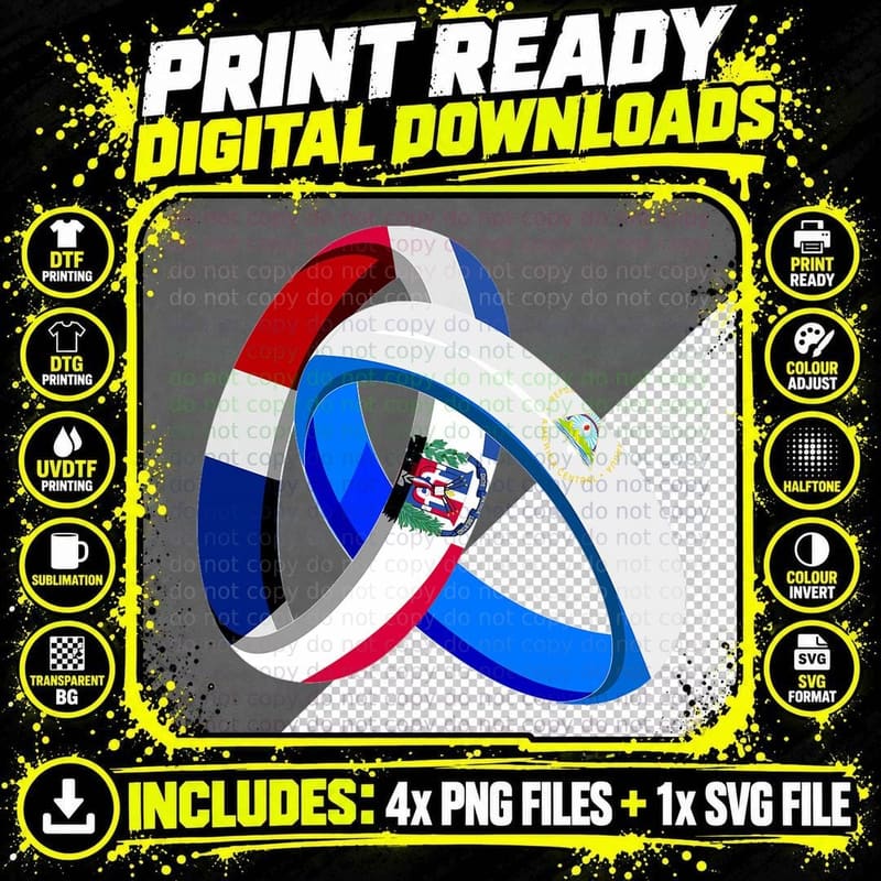 Dominican Republic Flag Nicaragua Ring Marriage Wedding Png SVG Digital Bundle