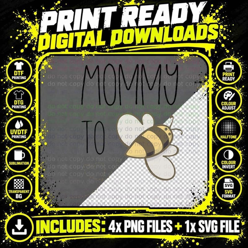Fun Mommy to Bee T-Shirt - Pregnancy Baby Shower Png SVG Digital Bundle